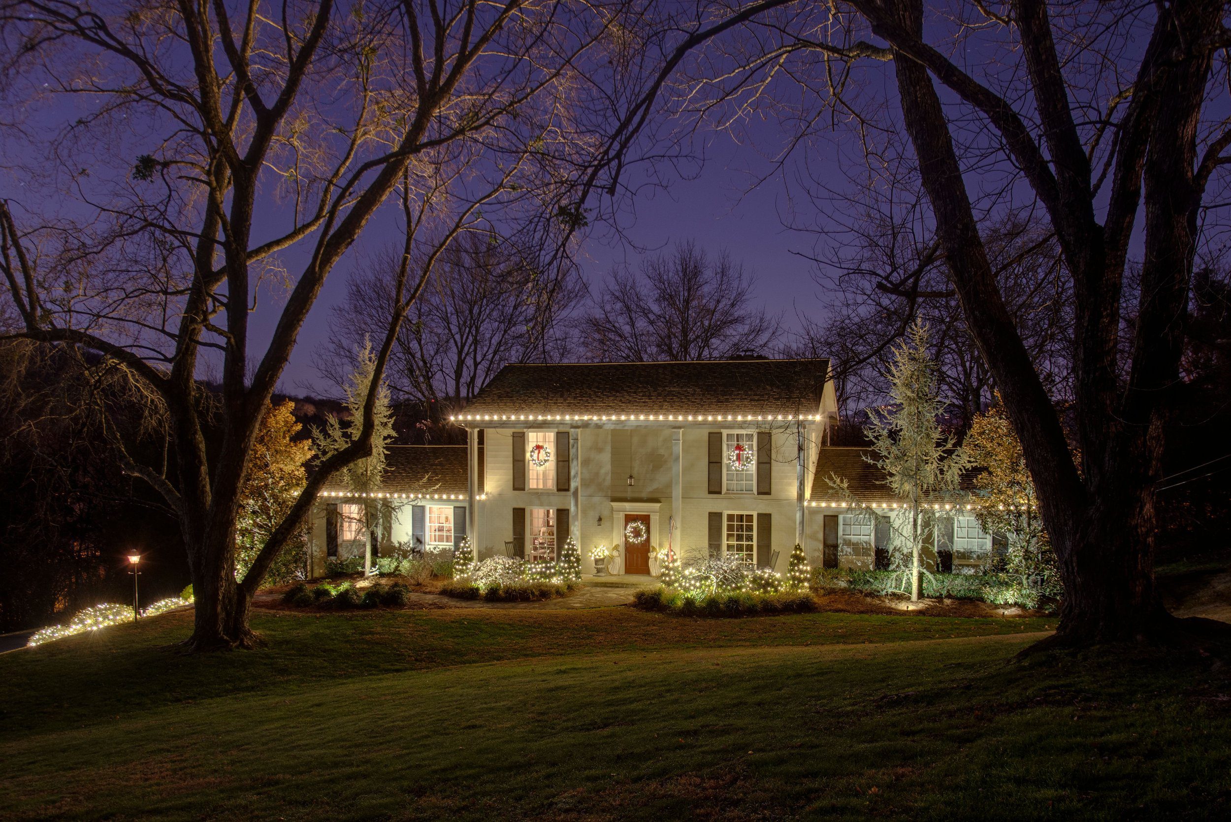 Red, White & Green Design Christmas light display by Red Nose Lites, Nashville TN