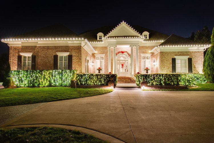 Red, White & Green Design Christmas light display by Red Nose Lites, Nashville TN