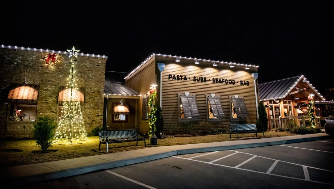 Commercial Design Christmas light display by Red Nose Lites, Nashville TN