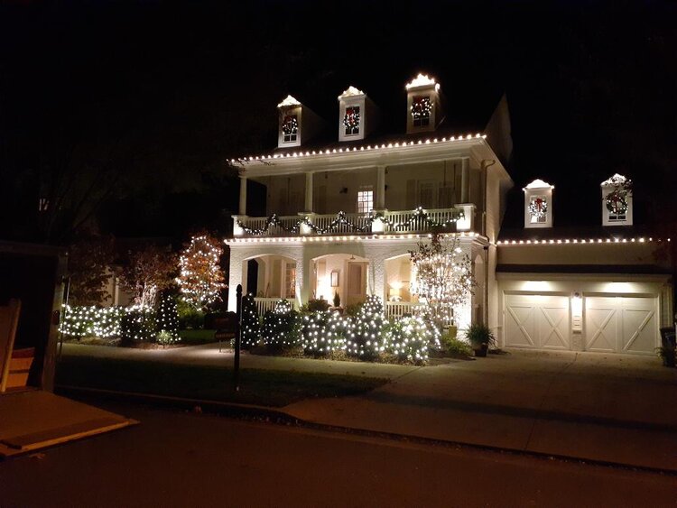 All White Design Christmas light display by Red Nose Lites, Nashville TN