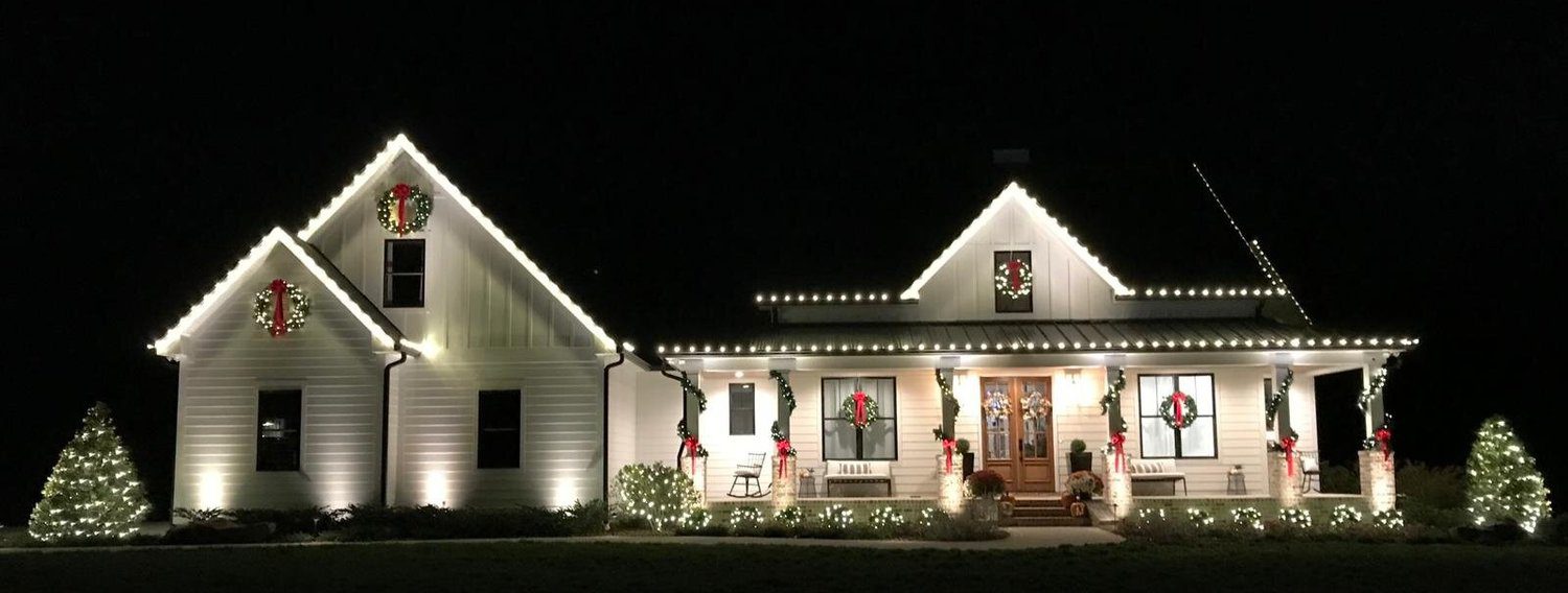 All White Design Christmas light display by Red Nose Lites, Nashville TN